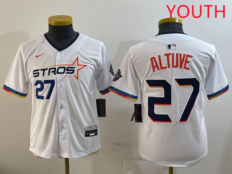 Youth Houston Astros #27 Altuve White Fourth generation Joint Name 2025 Nike MLB Jersey style 7